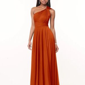 Azazie Charlize Elegant One-Shoulder burnt orange Dress